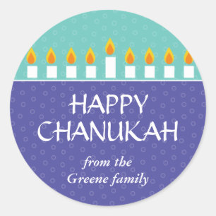 Redonda Pegatina de Chanukah Menorah