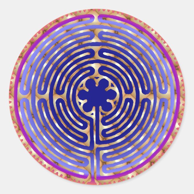 Redonda Pegatina de Chartres Labyrinth Pearl Light Paths (Anverso)