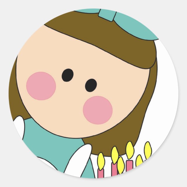 Redonda pegatina de chica de cumpleaños (Anverso)