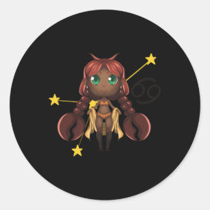 Redonda Pegatina de Chica de la teoría de cáncer Anime Cut