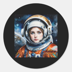 Redonda Pegatina de Chica espacial