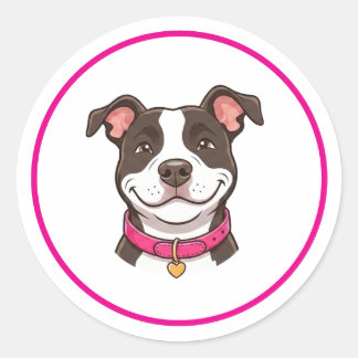 Redonda Pegatina de chica perro pitbull