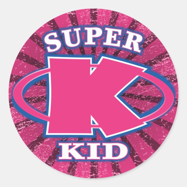 Redonda Pegatina de Chicas Super Kid (Anverso)