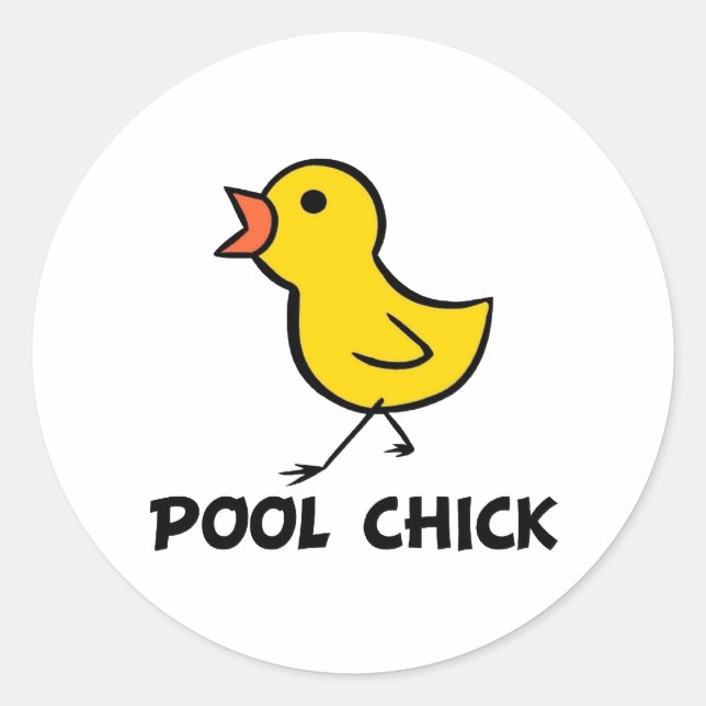 Redonda Pegatina de Chick de Pool (Anverso)