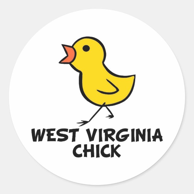 Redonda Pegatina de Chick de Virginia Occidental (Anverso)