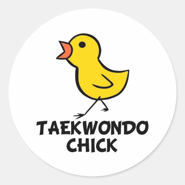 Redonda Pegatina de Chick Taekwondo (Anverso)