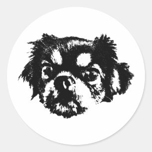 Redonda Pegatina de Chihuahua de estilo de tinta - Dulce y