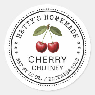 Redonda Pegatina de chutney de cereza para recetas caseras