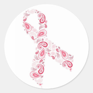 Redonda pegatina de cinta rosa paisley - blanco