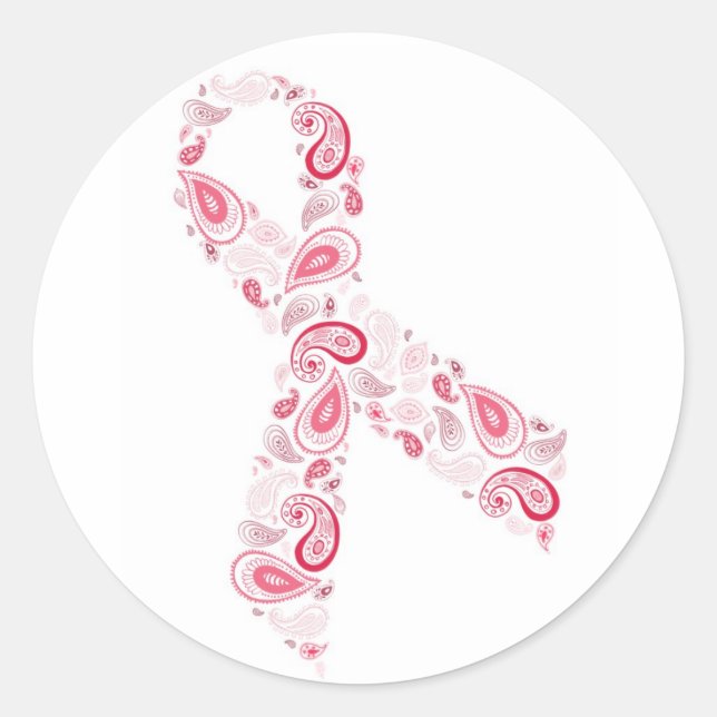 Redonda pegatina de cinta rosa paisley - blanco (Anverso)
