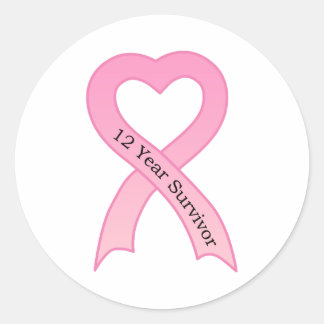Redonda pegatina De Cinta Rosa Sobreviviente De 12 Años