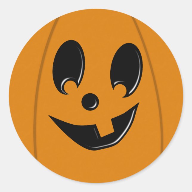 Redonda Pegatina de círculo redondo Jack-O-Lantern Silly F (Anverso)