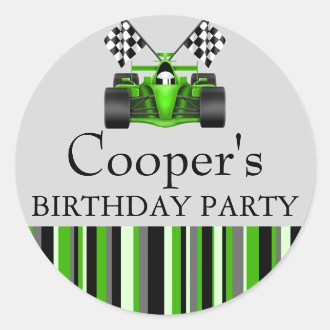 Redonda Pegatina de coches de raza verde (Anverso)