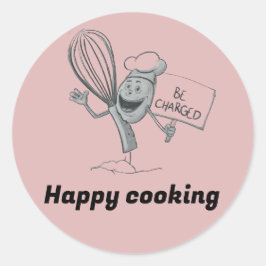 Redonda Pegatina de cocina feliz