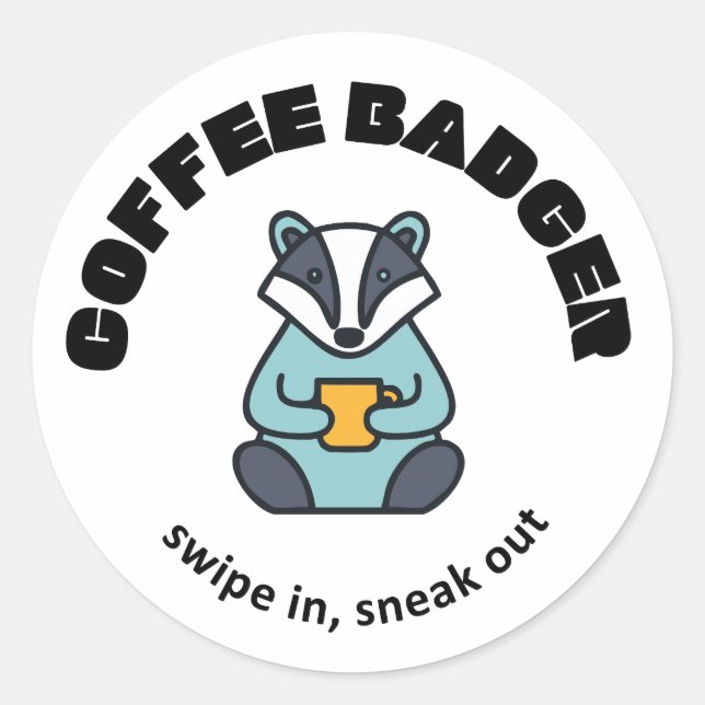 Redonda Pegatina de Coffee Badger (Anverso)