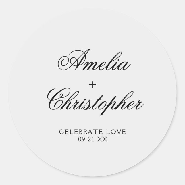 Redonda Pegatina de Colección de Bodas florales románticos (Anverso)