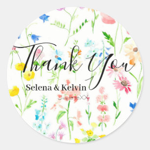 Redonda Pegatina de colección de flores silvestres