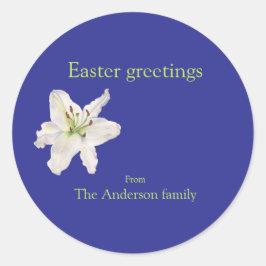 Redonda pegatina de color de agua de lirio blanco de ayuno