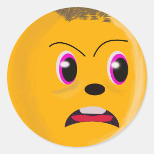 Redonda Pegatina de color de cara triste dorado