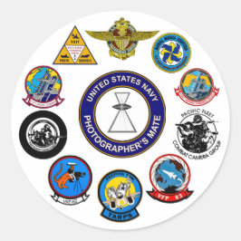 Redonda Pegatina de comandos de fotógrafo de marina