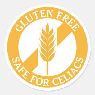 Redonda Pegatina de Conciencia Libre de Gluten Seguro para