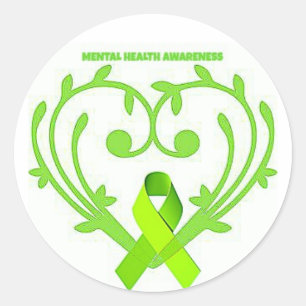 Redonda Pegatina de concientización sobre salud mental