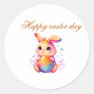 Redonda Pegatina de conejito de Pascua adorable – Conejo p