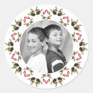 Redonda Pegatina de conos de pino y bayas mandala