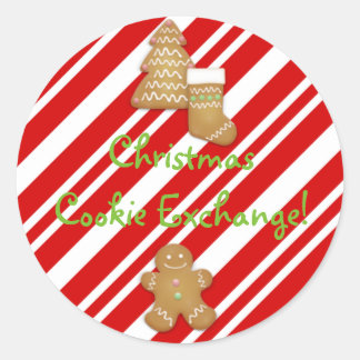 Redonda Pegatina de Cookie Exchange de navidades
