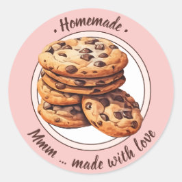 Redonda pegatina de cookies de acuarela de texto personali
