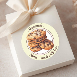 Redonda pegatina de cookies de acuarela de texto personali