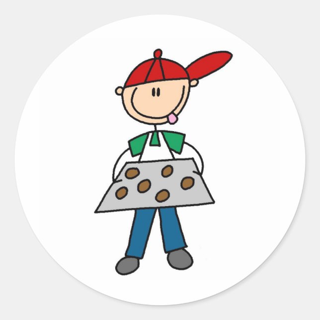 Redonda Pegatina de Cookies de Boy Baking (Anverso)