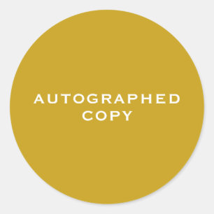 Redonda Pegatina de copia de oro autografiado
