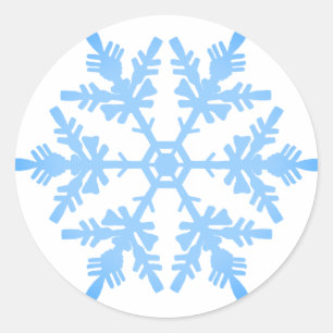 Redonda Pegatina de copo de nieve azul