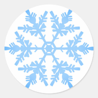 Redonda Pegatina de copo de nieve azul