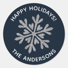 Redonda Pegatina de copo de nieve en invierno