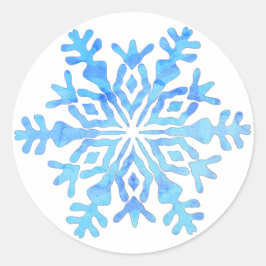 Redonda Pegatina de copos de nieve azul