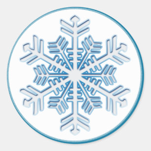 Redonda Pegatina de copos de nieve Blue Ice Crystal