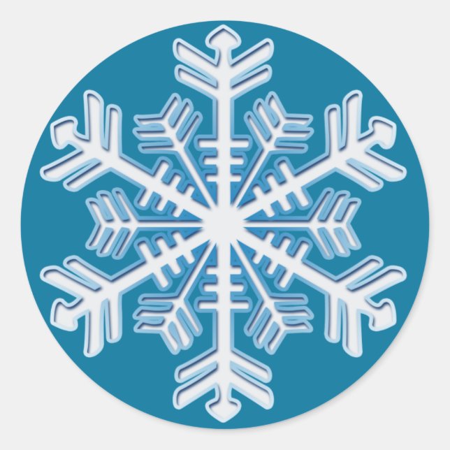 Redonda Pegatina de copos de nieve Blue Ice Crystal (Anverso)