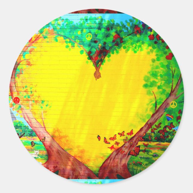 Redonda pegatina de corazón dorado (Anverso)