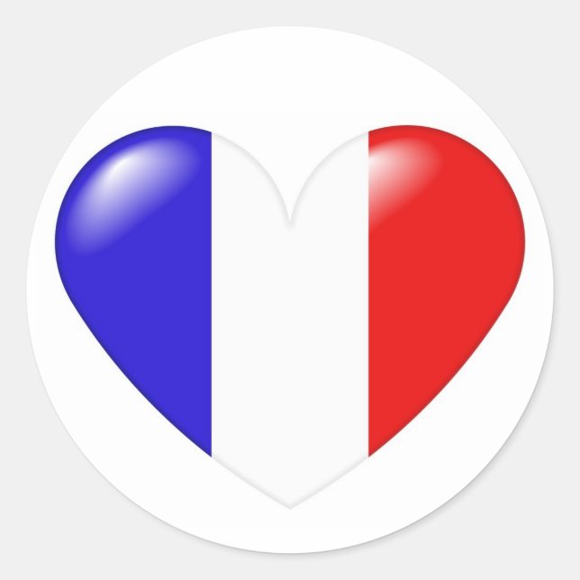 Redonda Pegatina de corazón francés - Coeur français (Anverso)