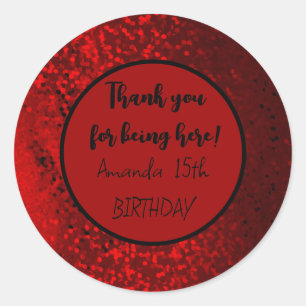 Redonda pegatina de corazón purpurina rojo