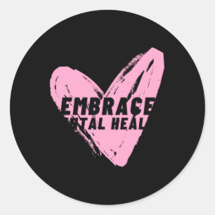 Redonda Pegatina de corazón rosado de Ebrace Mental Health
