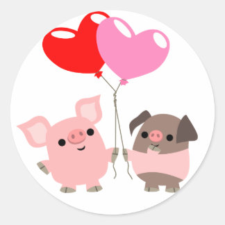 Redonda Pegatina de Corazones Tangre (Cerdos Personalizado