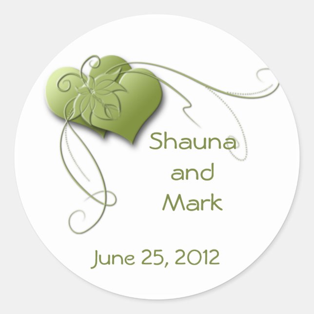 Redonda Pegatina de corazones verdes (Anverso)