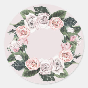Redonda Pegatina de corona de rosas de primavera