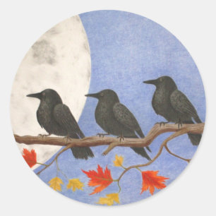 Redonda Pegatina de Cosecha de Crows