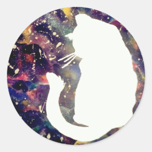 Redonda Pegatina de Cosmos Cat