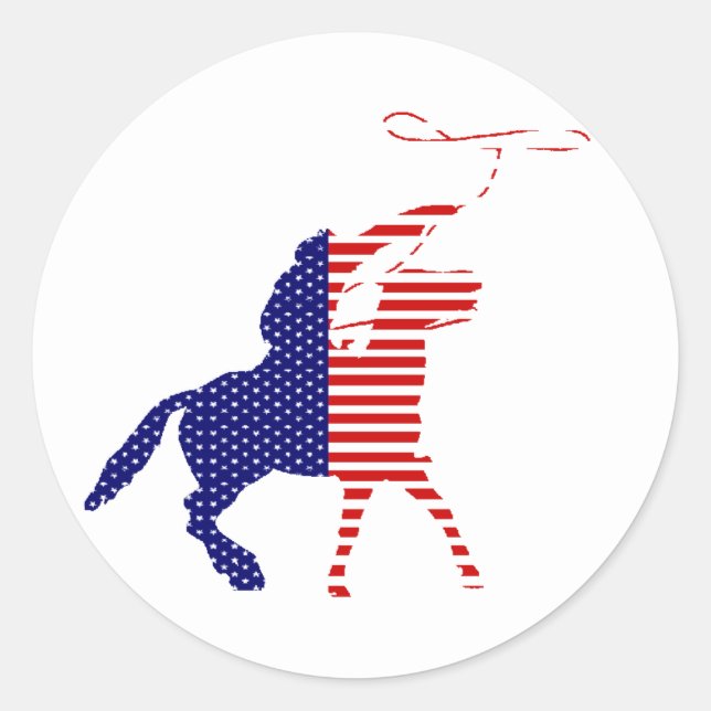 Redonda Pegatina de Cowboy de Estados Unidos (Anverso)