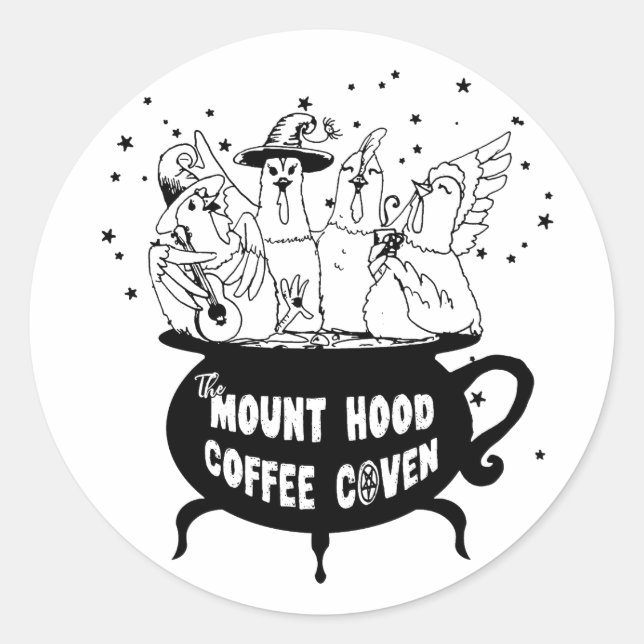Redonda Pegatina de Crafty de Coffee de Mount Hood (Anverso)